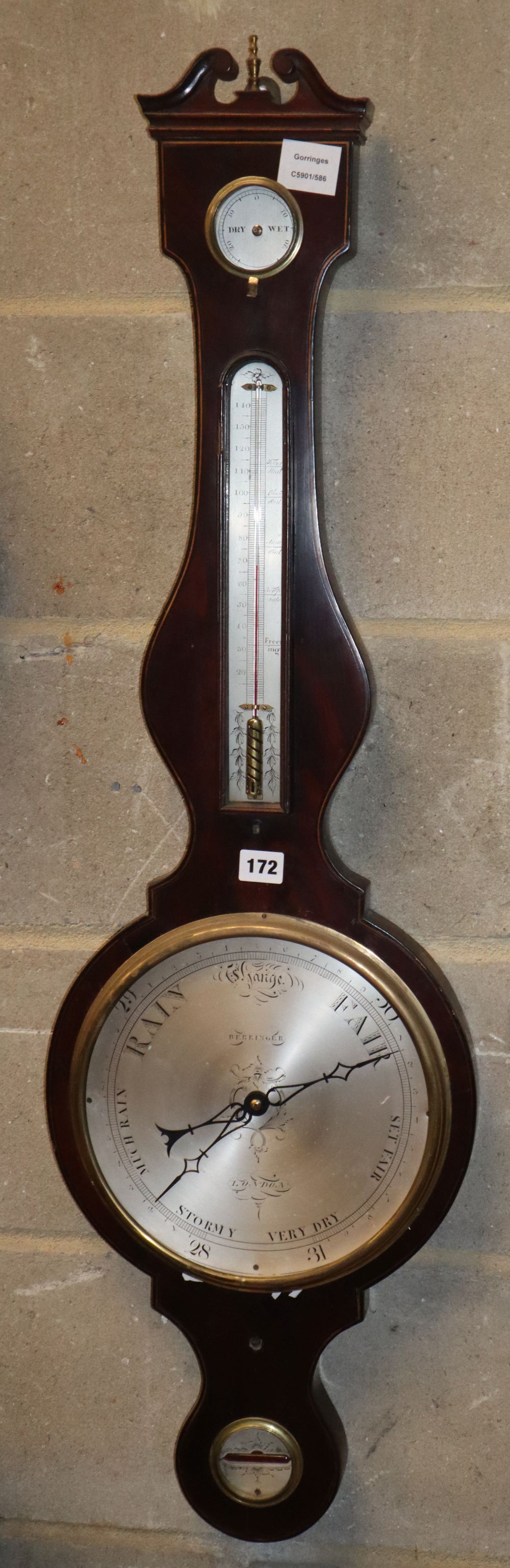 A 19th century wheel barometer, H.106cm